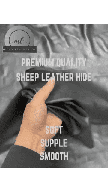 Black Nappa Sheepskin Leather Hide AA Grade, showing soft and smooth finish